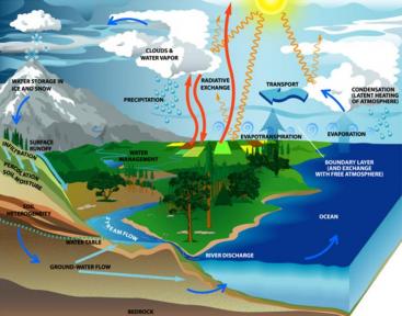 The Water Cycle. Water travels the earth in a constant cycle, which is ultimatively driven by the sun. Source: OWENS 2006